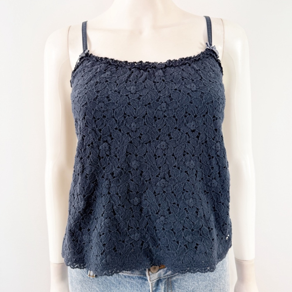 Abercrombie & Fitch Navy Blue Lace Cami Top Size XS Spaghetti Straps Casual
